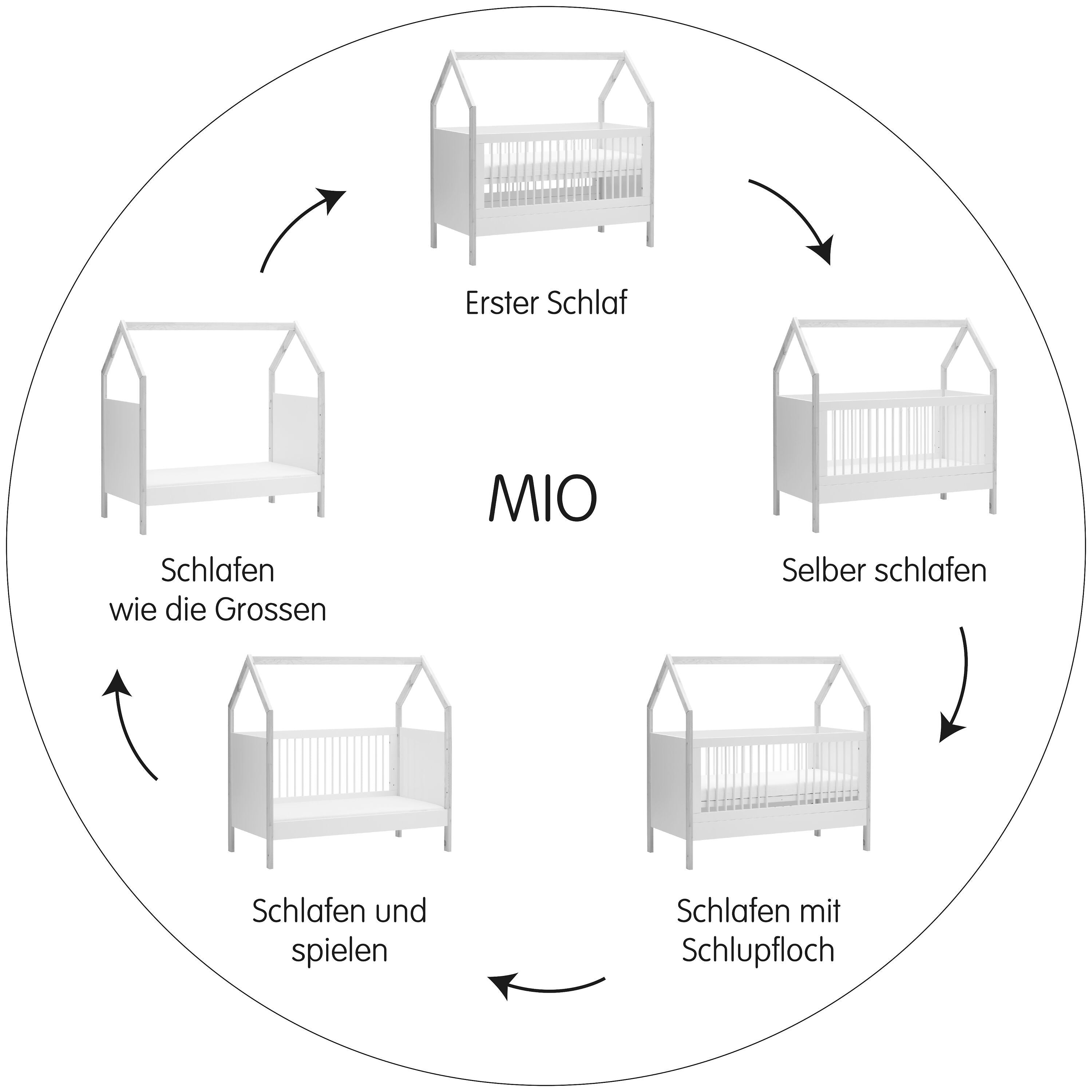 MIO Babybett - Weiss / B: 77.0 cm x T: 146.0 cm x H: 146.0 cm