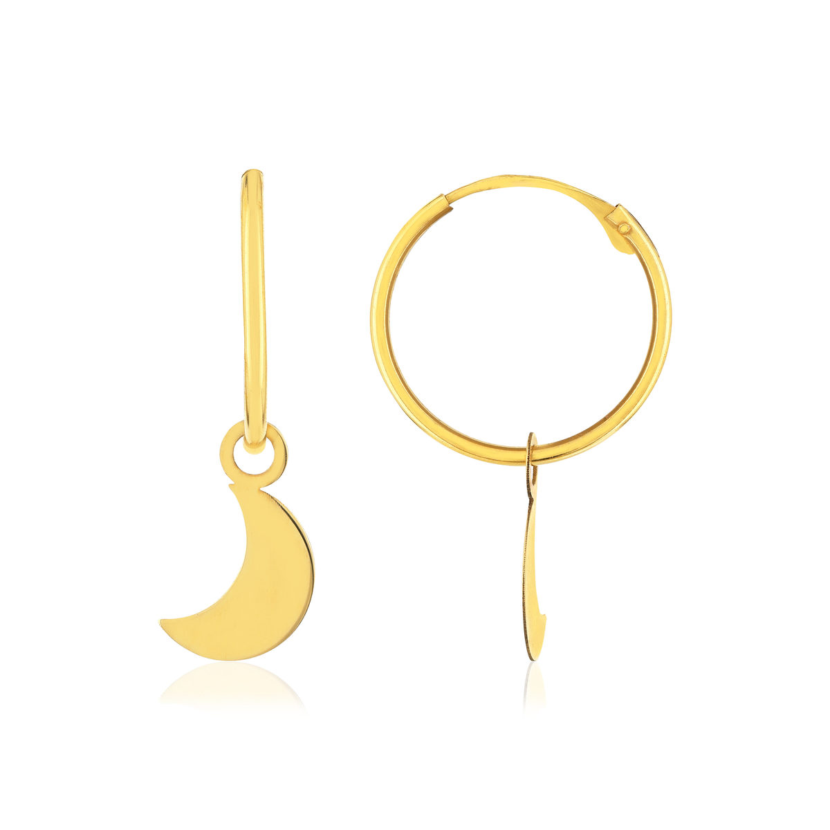 Boucles d'oreilles or 375 jaune lune
