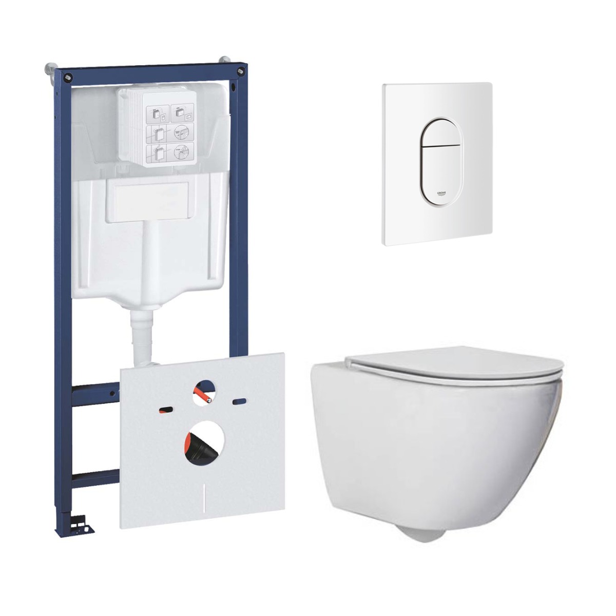 Grohe Rapid toiletset met Saniclear Jama Compact randloos toilet en softclose zitting