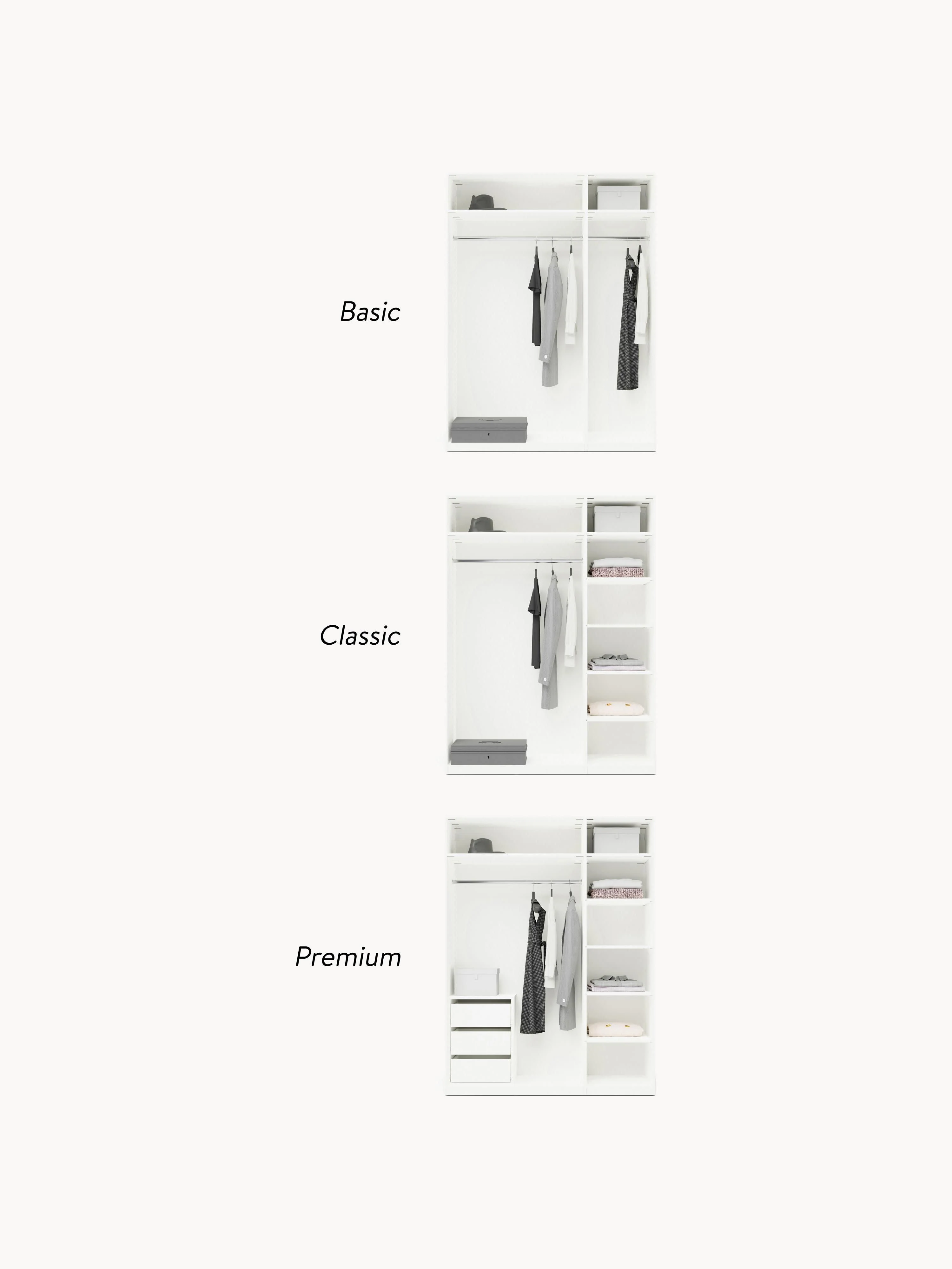 Modulaire draaideurkast Simone, 150 cm breed, diverse varianten