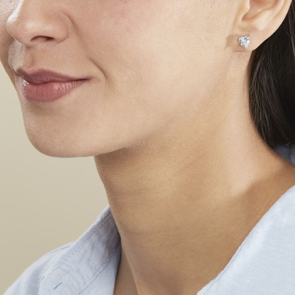 Boucles D'oreilles Puces Breana Argent Blanc Oxyde De Zirconium