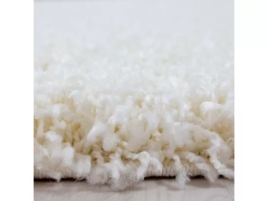 Tapis poils longs shaggy 300x400 rectangle tissé crème motif uni UNI L