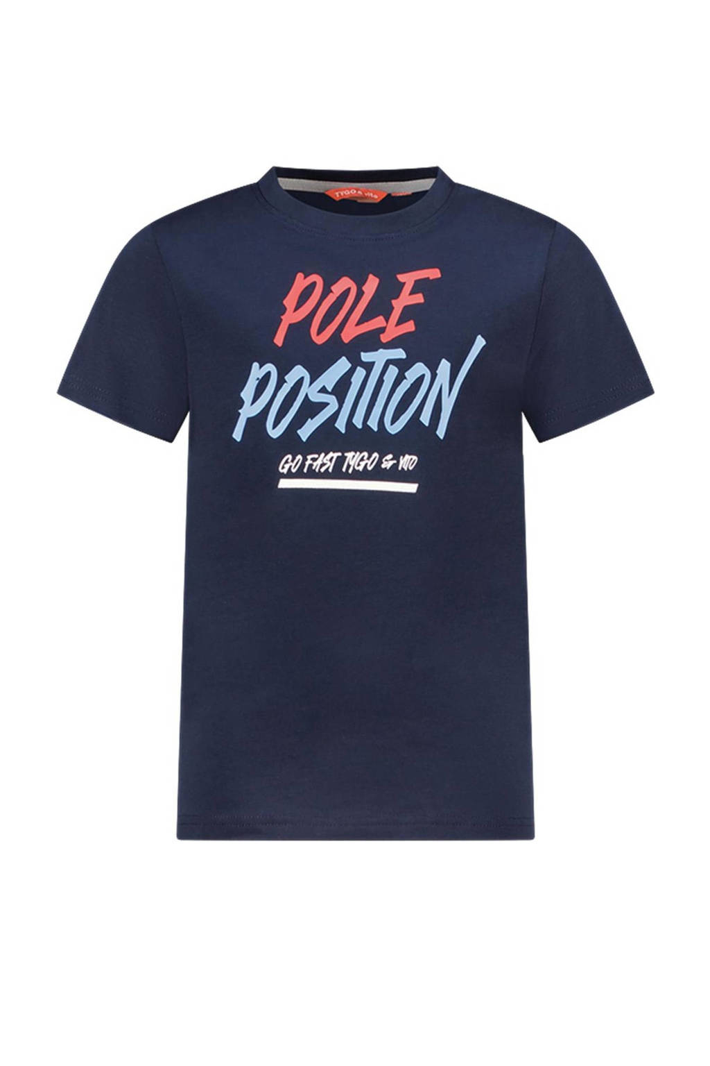 TYGO & vito T-shirt Jaimy met tekst donkerblauw/multi