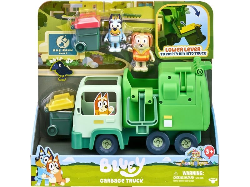 moose Spielfigurenset Bluey Garbage Truck Müllwagen-Spielset mit beweglichen Figuren