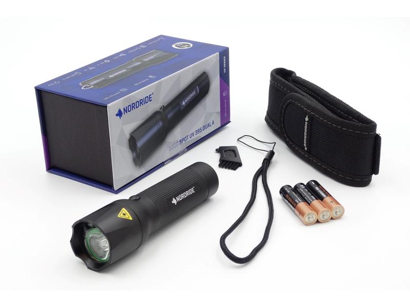 Nordride Taschenlampe Spot UV 395 Dual A 320 lm, IP 65 Handlampe, UV Taschenlampe, UV-A
