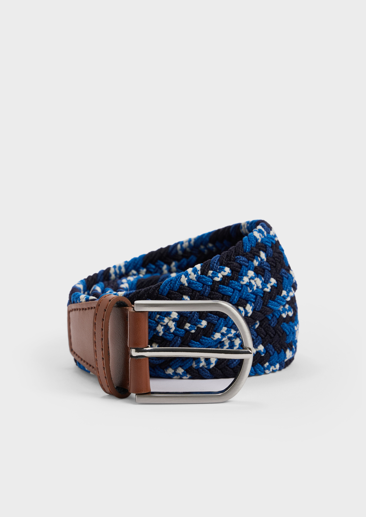 Ceinture tressée bleu marine, bleu turquin et blanc