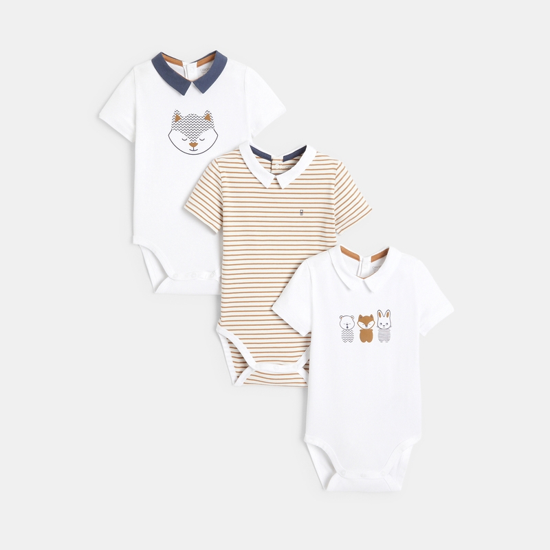 Body petit col renard (lot de 3) marron naissance