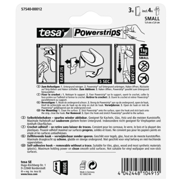Tesa Powerstrips haak chroom 3 stuks