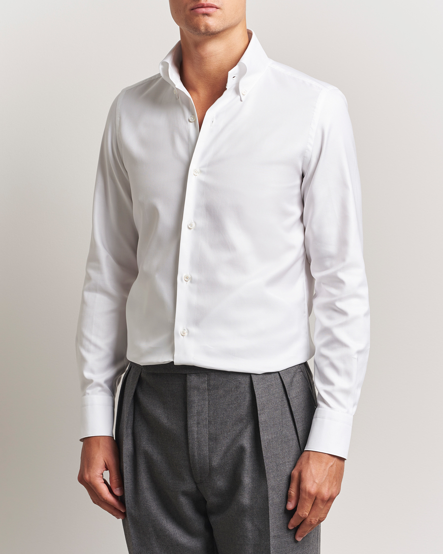 Finamore Napoli Milano Slim Oxford Button Down Shirt White