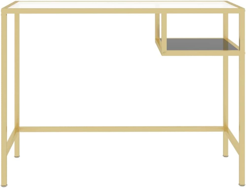 Schreibtisch aus gehärtetem Glas, transparent, Schreibtisch aus Glas und Stahl, für Büro, stabil und modern, 100 x 36 x 74 cm