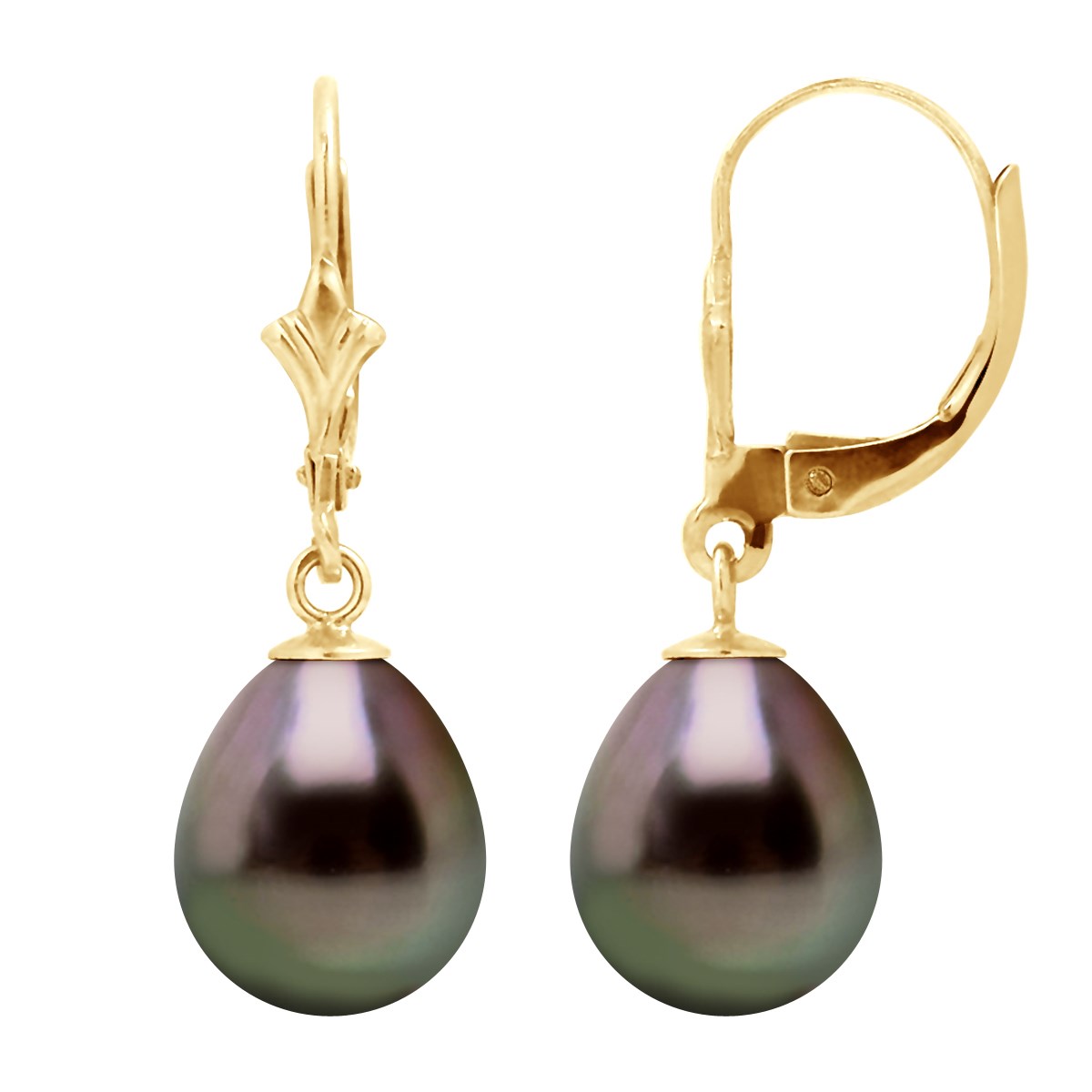 STELLA - Boucles d'Oreilles Perles de Tahiti 9-10 mm Or Jaune
