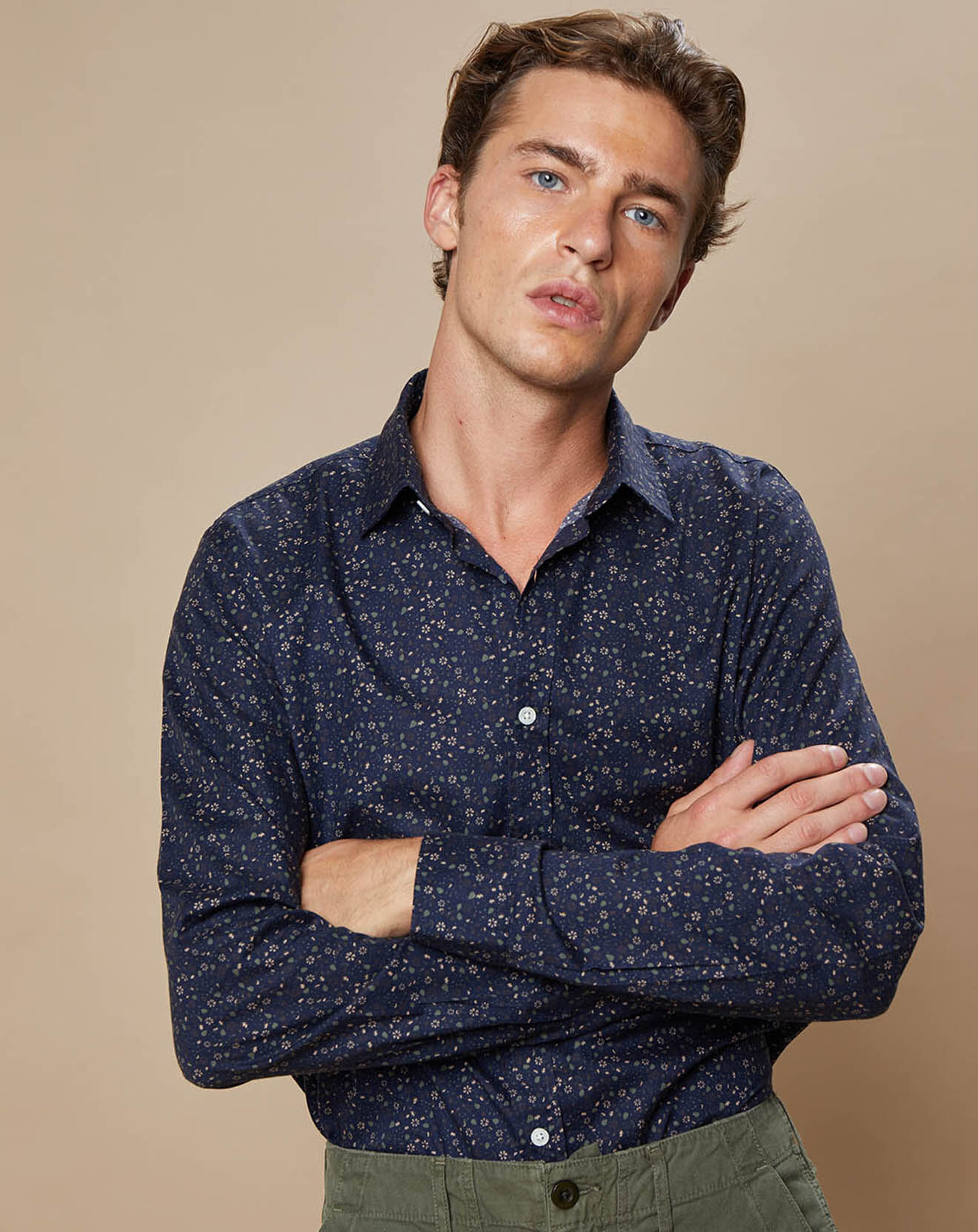 Hartford Chemise Slim Sammy imprimée marine/army/khaki