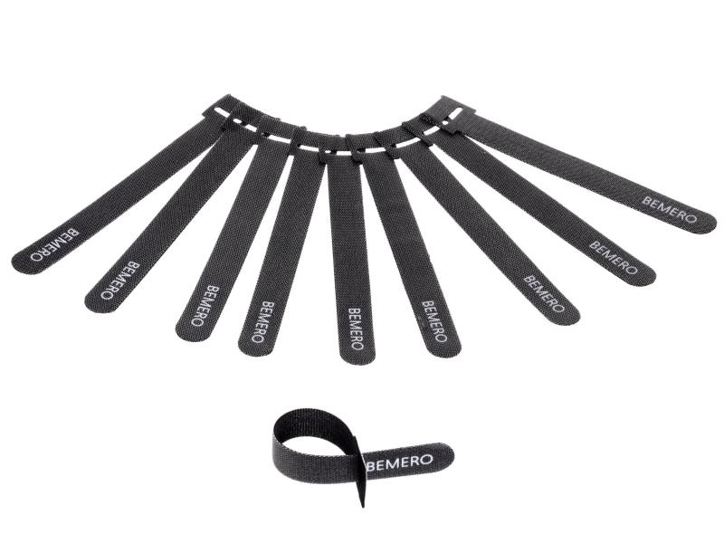 Bemero Kabelklett 16015BK-MP 10 Stück Universelle Bemero Klettkabelbinder, schwarz