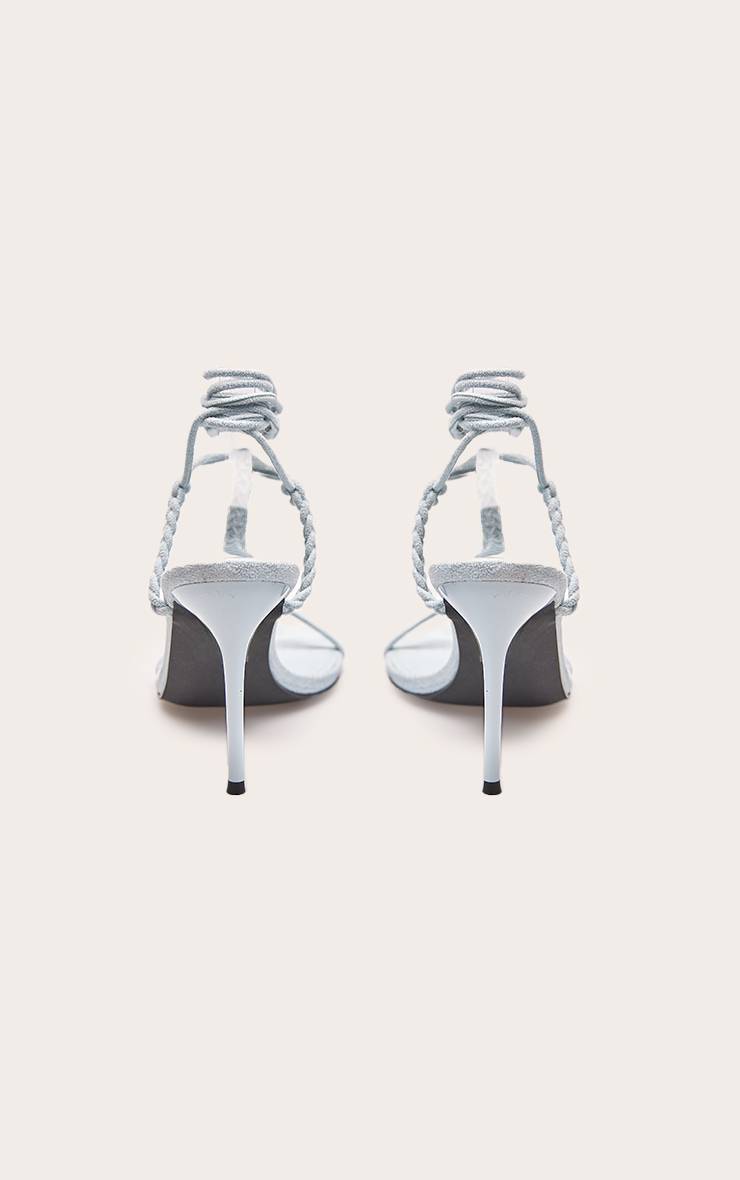 Bleu Sandales À Talons En Synthétique Tressé Avec Bride En T