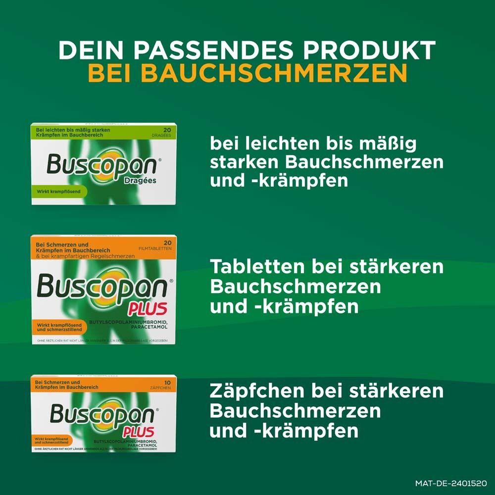 Buscopan Dragees bei Bauchschmerzen und Bauchkrämpfen