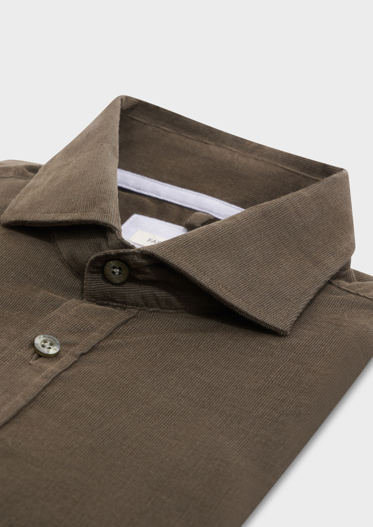 Chemise sport Slim en velours côtelé uni kaki