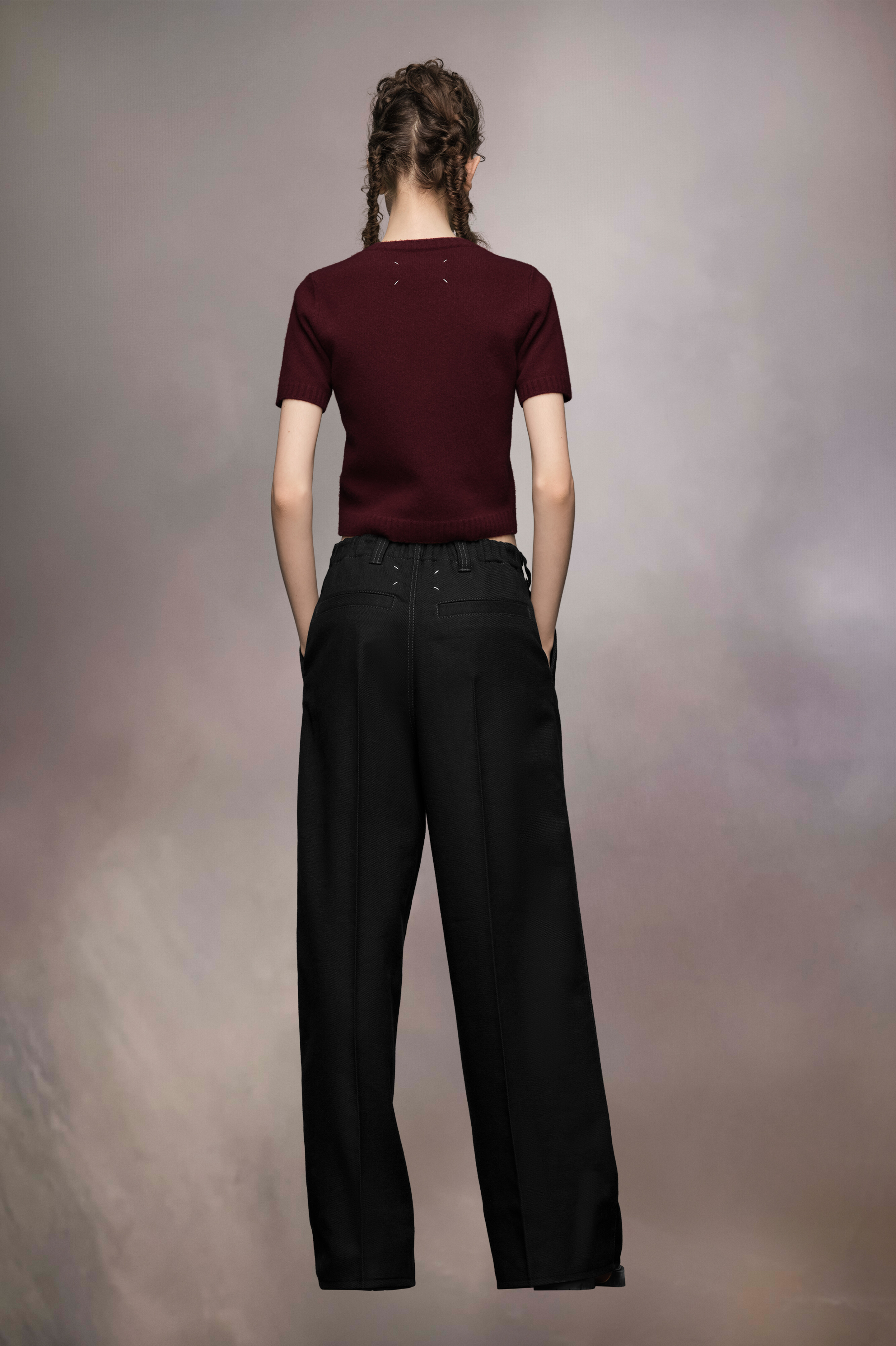 Pantalon à plis en laine
