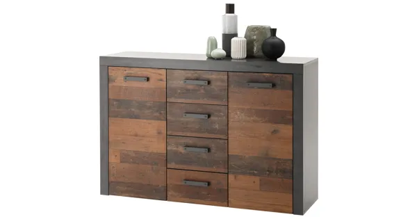 Kommode India 135 Dekor Old Wood Matera anthrazit 135 x 92 x 38 cm