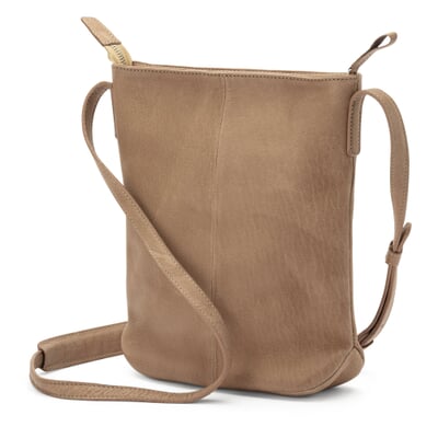 Damen-Schultertasche Rindleder, Taupe