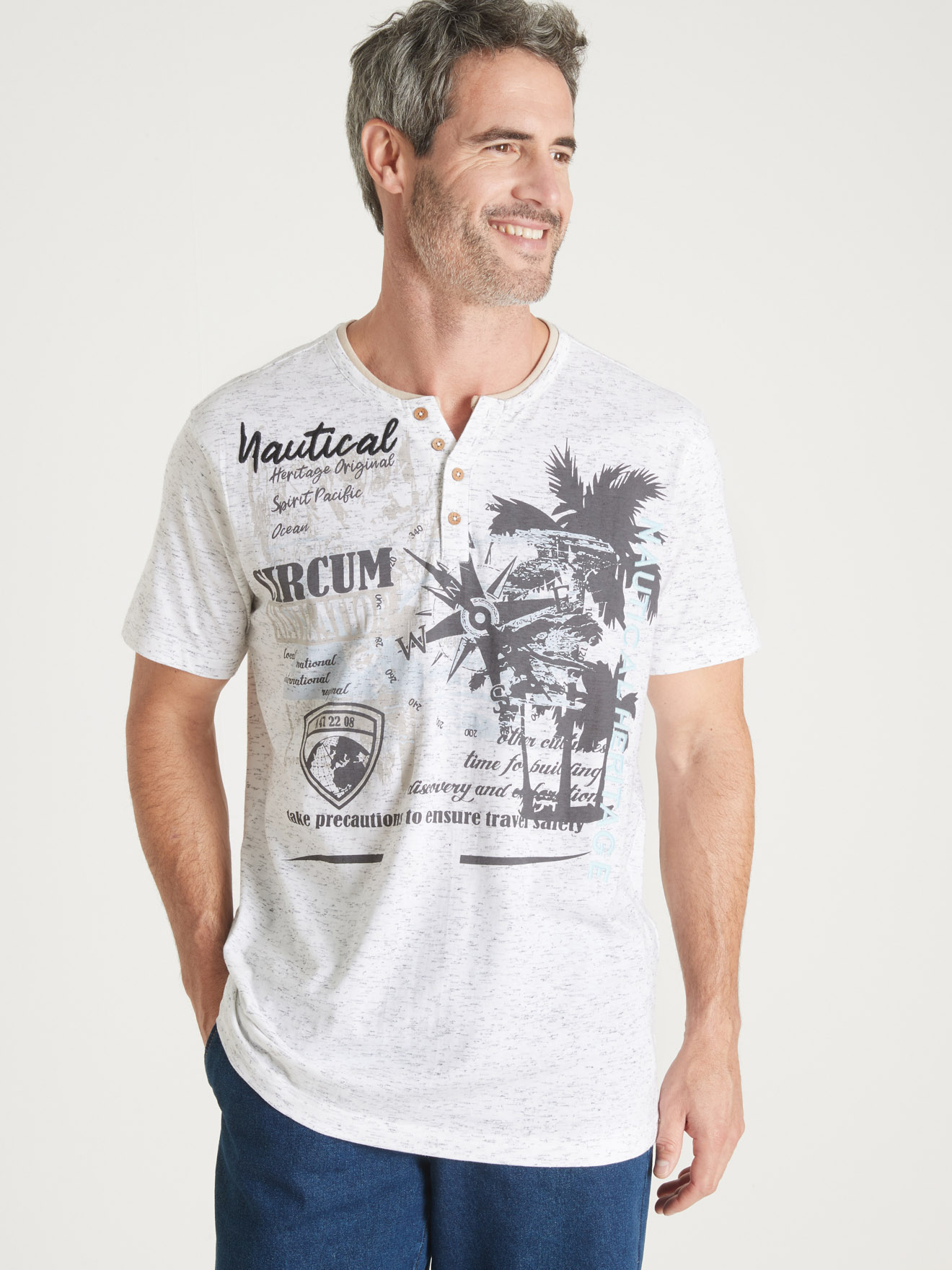 Tee-shirt chiné motif nautique