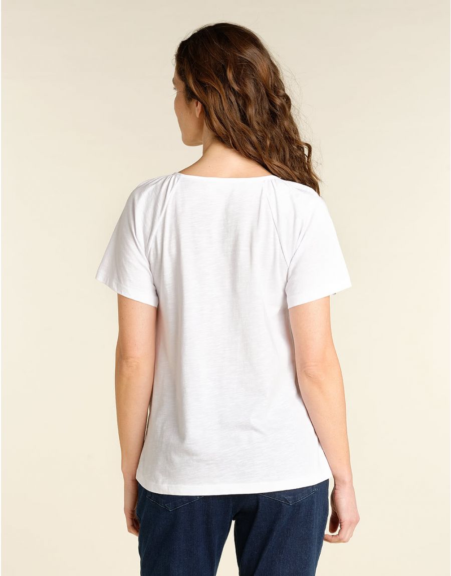 Top blanc plastron coton