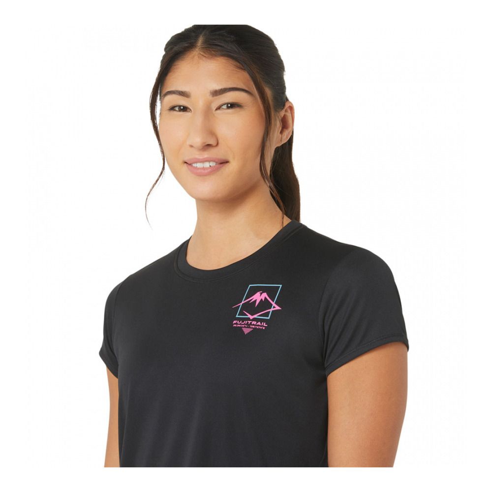 Asics FUJITRAIL LOGO - Tee-shirt Femme performance black