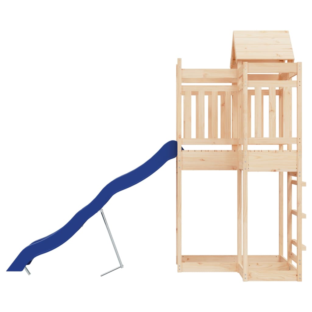 Aire de jeux d'extérieur balançoires toboggan portiques robuste jeux jardin 107 x 292 x 238 cm bois de pin massif