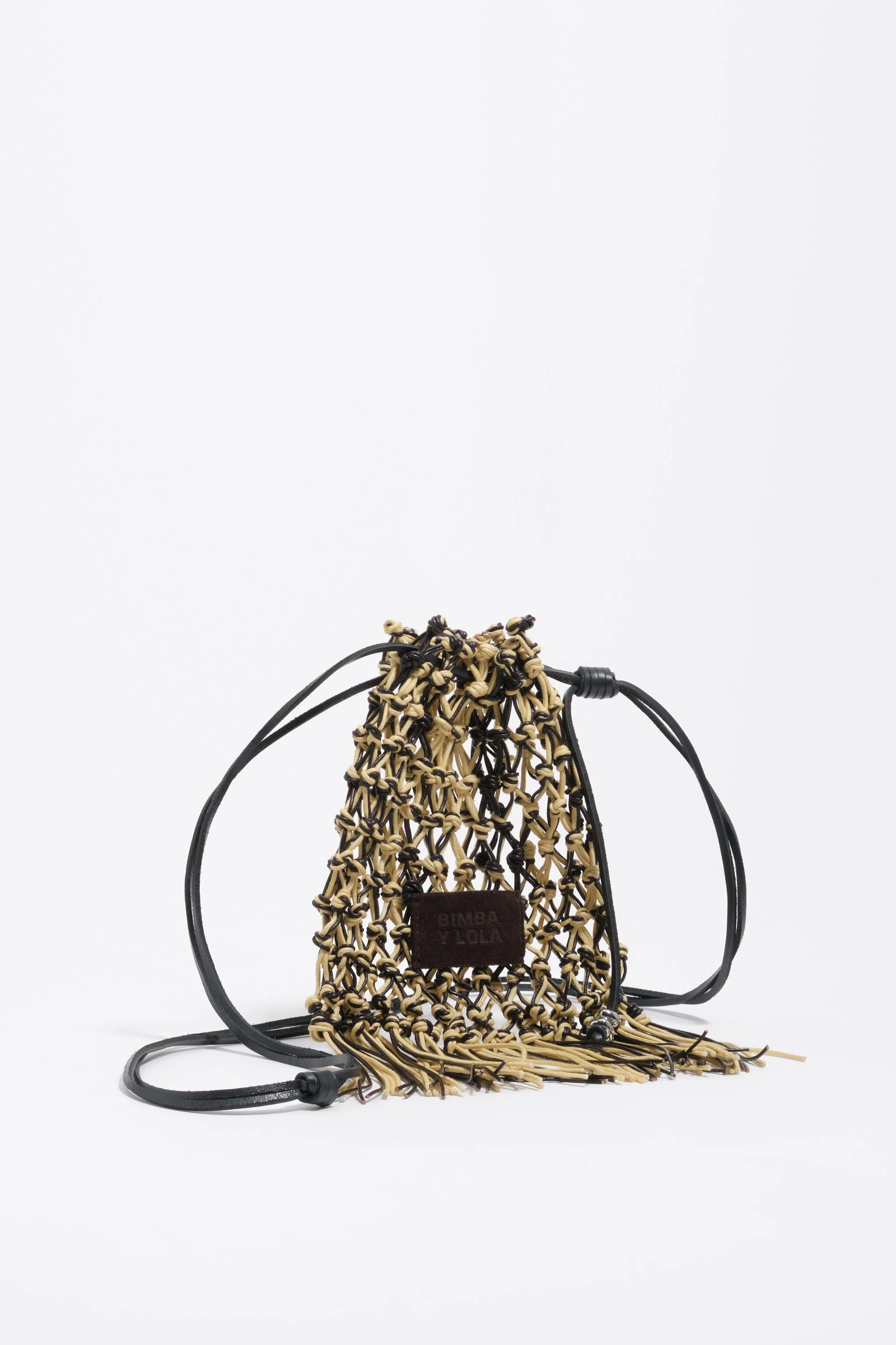 Bolsa pequena de couro cor baunilha
