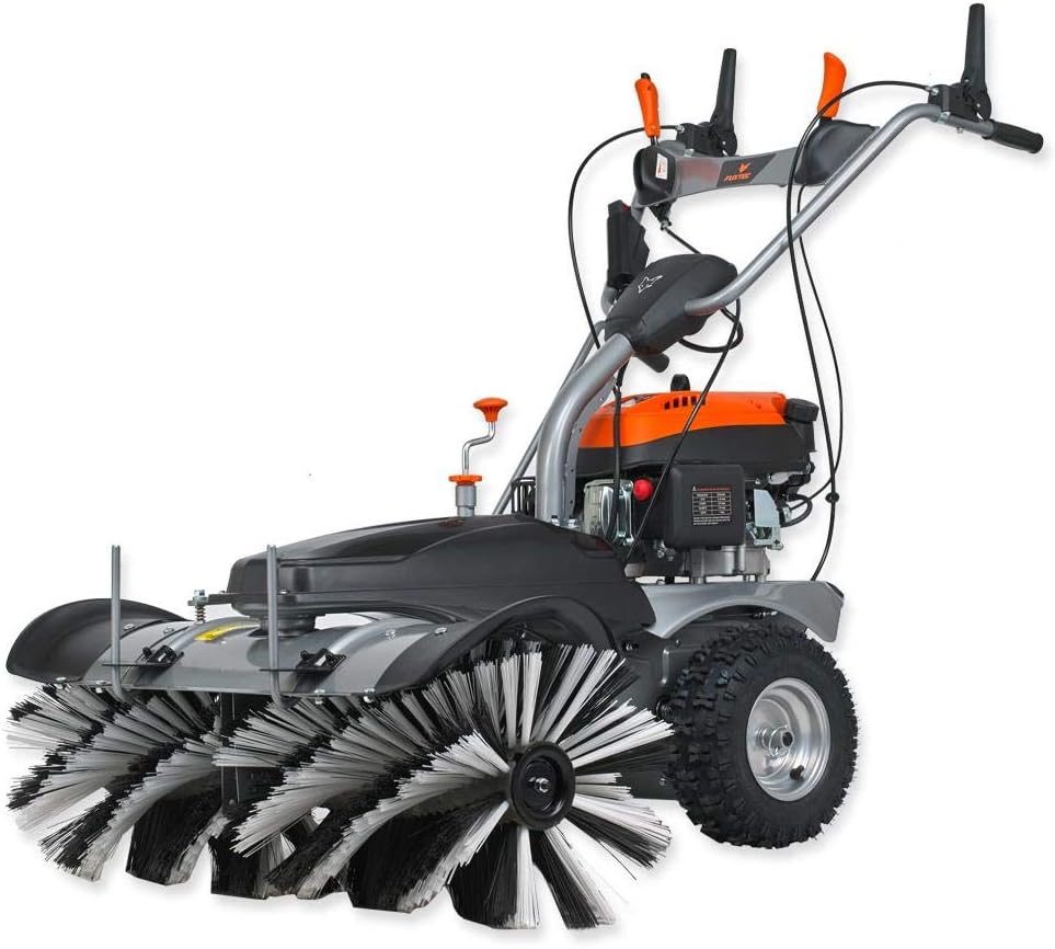 FUXTEC 4,9PS Benzin Kehrmaschine FX-KM1196 mit Bürste/Kehrbesen und 173cc Hubraum – 100cm Arbeitsbreite für große Flächen