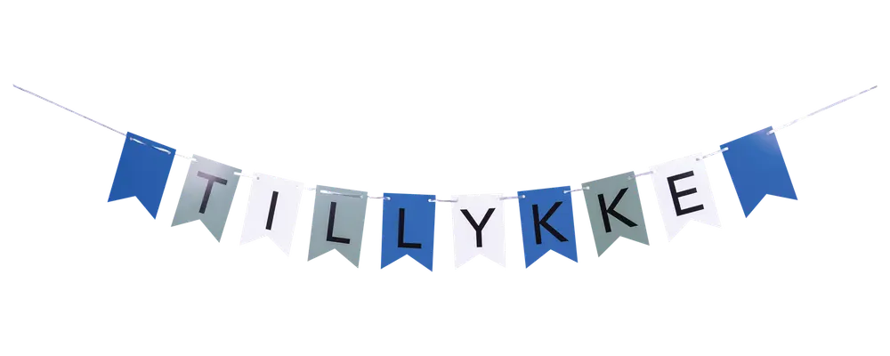 Guirlande Tillykke - Blå og grøn
