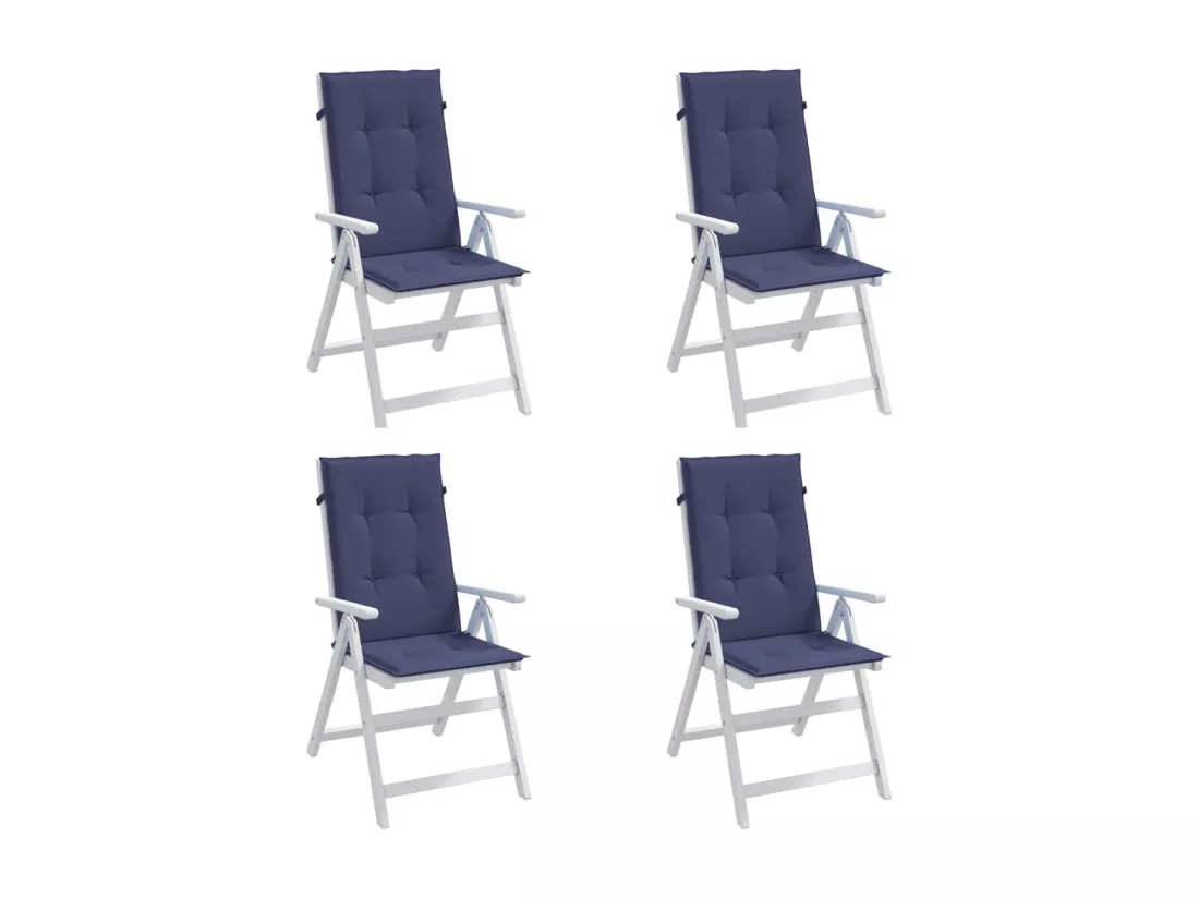 Coussins de chaise à dossier haut lot de 4 bleu marine tissu