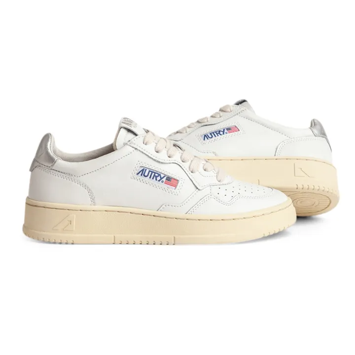 Autry Baskets Medalist Low Cuir | Argenté