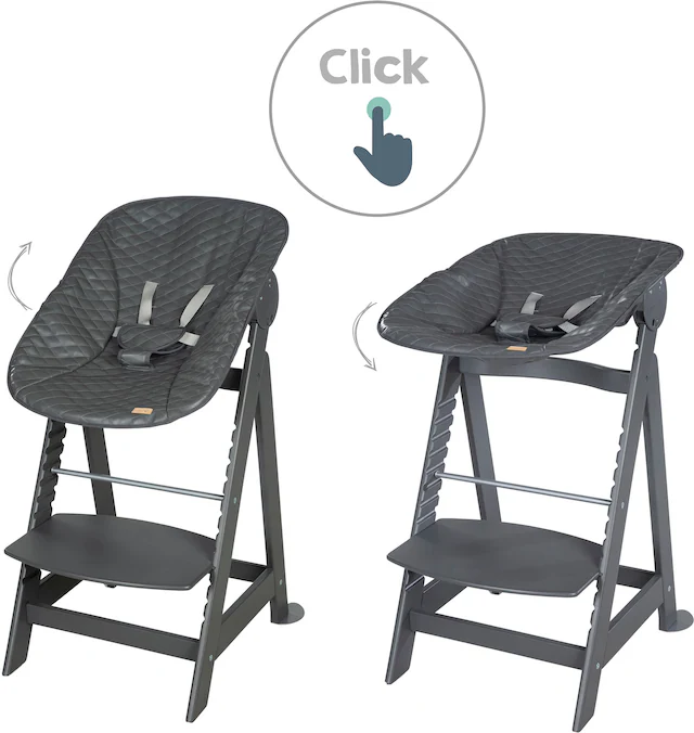 roba® Hochstuhl »Born Up, anthrazit, mit Neugeborenen-Aufsatz, graphite gesteppt« (Set)