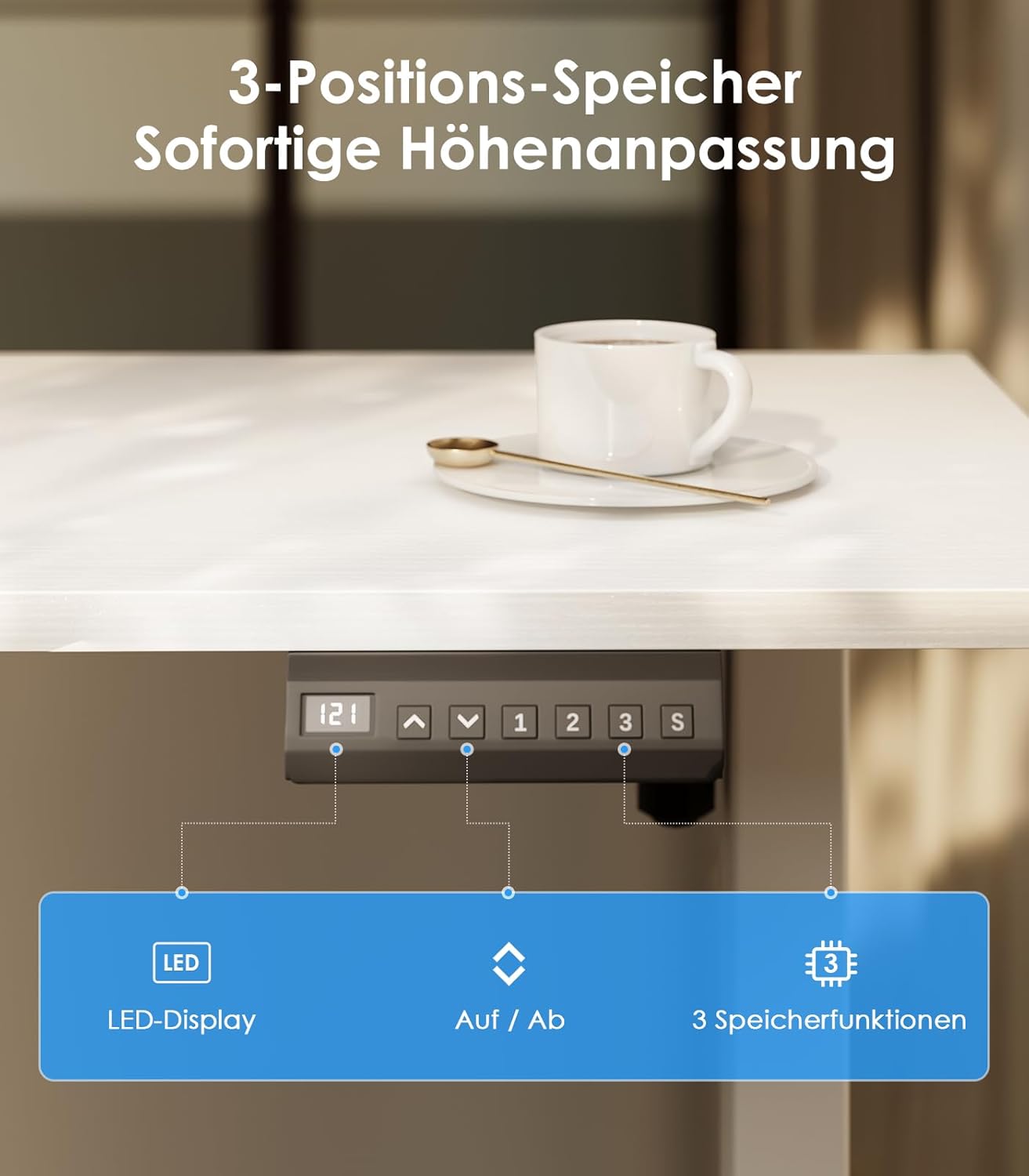 OffiGo L-förmig Höhenverstellbarer Schreibtisch, 160 x 120 cm Schreibtisch Höhenverstellbar Elektrisch, Eckschreibtisch Ergonomischer Steh-Sitz Tisch Computertisch, Weiß