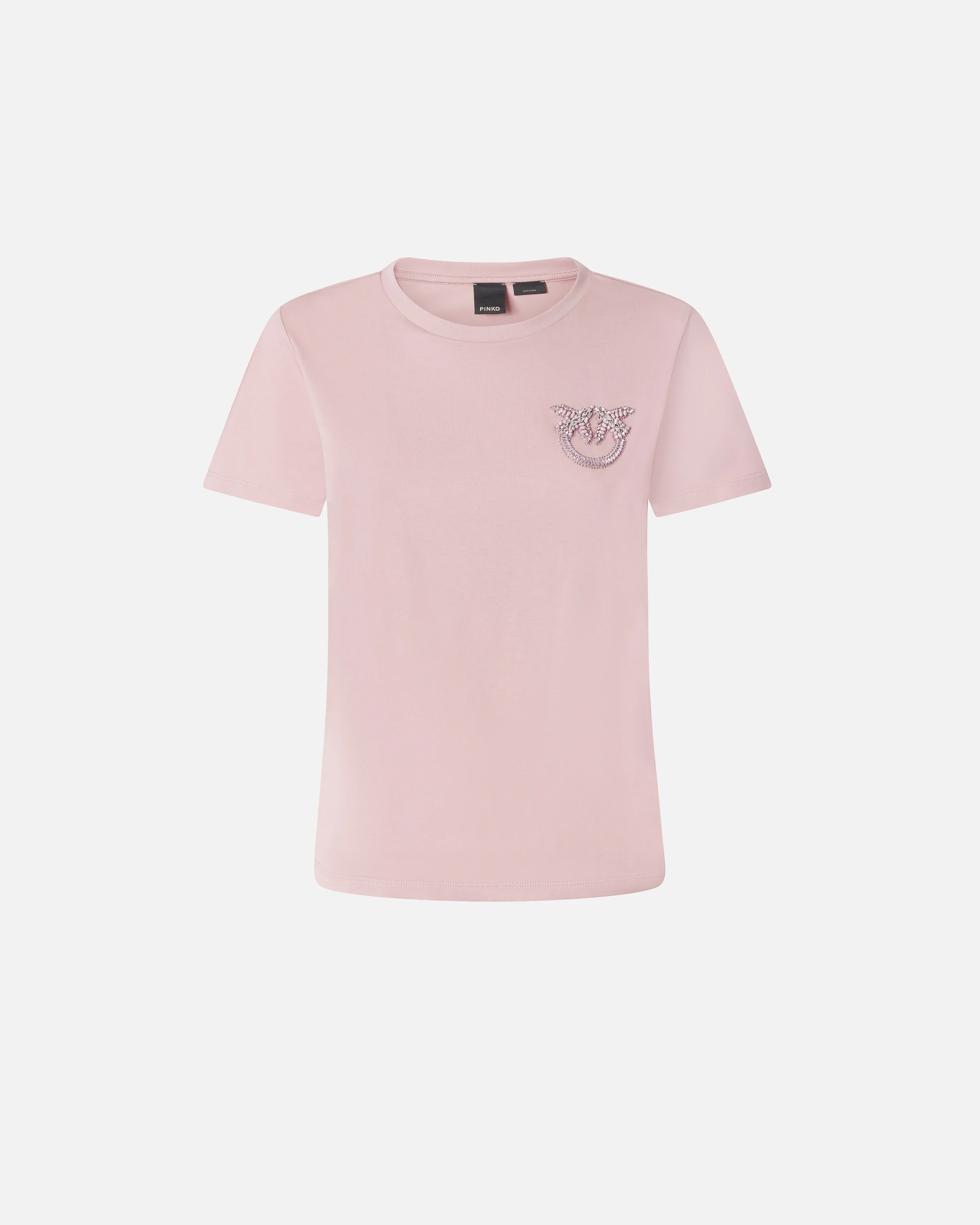 T-shirt à manches courtes avec broderie bijou love birds | Rose