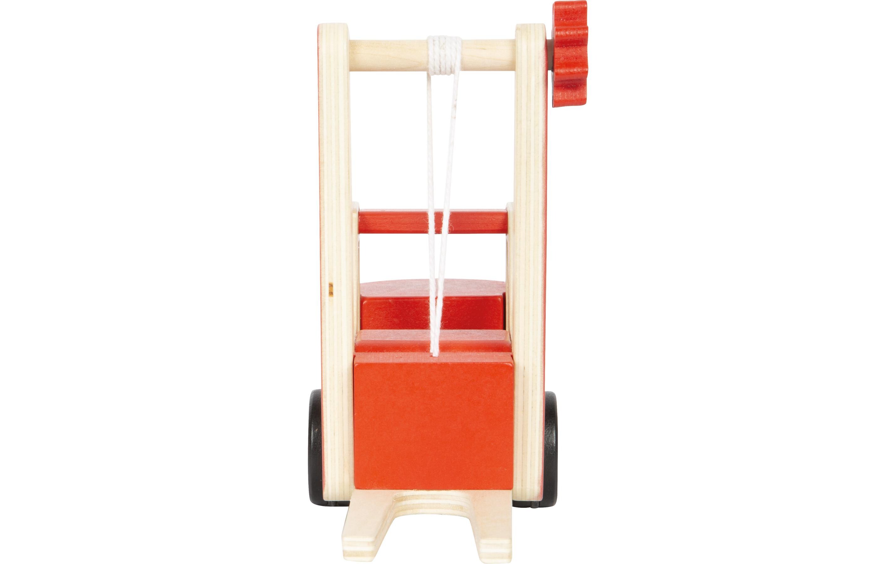 Gabelstapler mit PaletteStabiler Holz-Gabelstapler zum Spielen mit beweglicher Palette