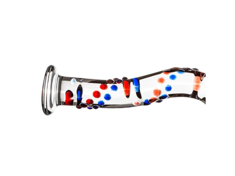 Glass Glass Dildo No. 3 Wasserfester Dildo aus Glas und farbigen Elementen