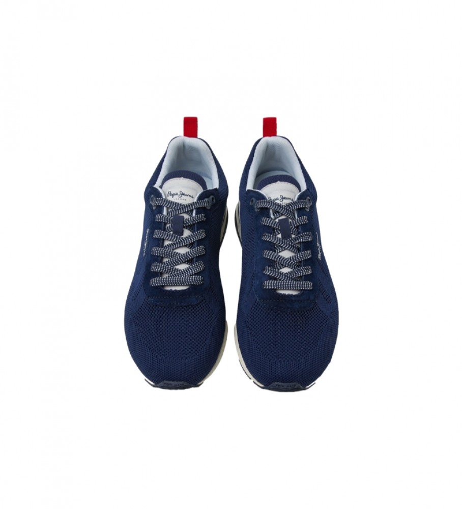 Tênis Pepe Jeans London Pro em couro combinado, cor azul marinho.