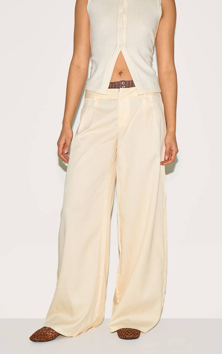 Butter Yellow Pantalon Droit À Détail Boxer Avec Rayures Contrastées Tissées