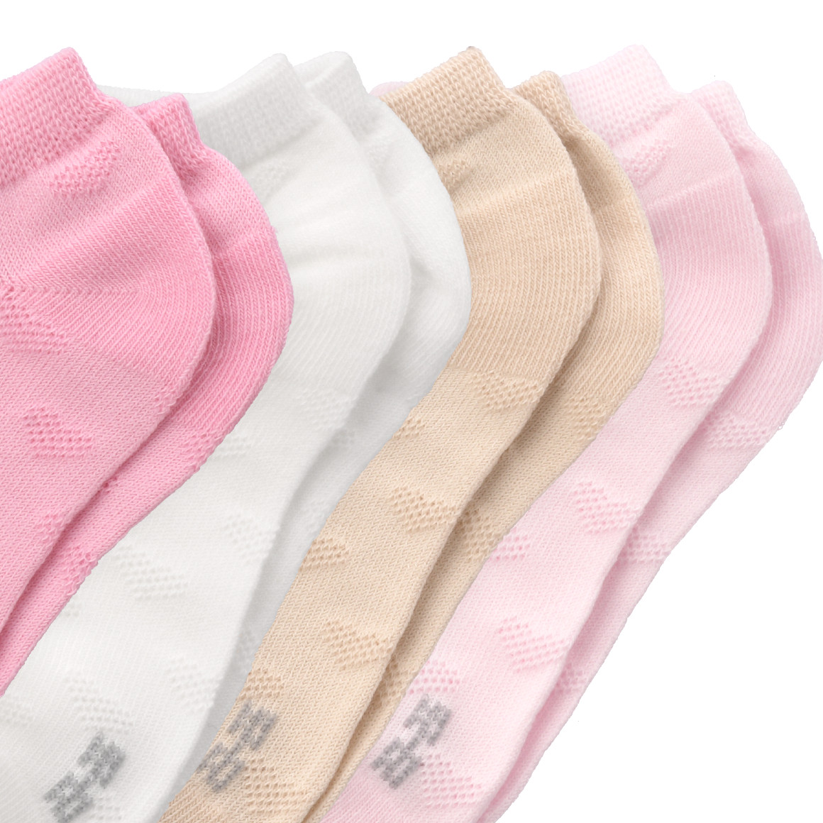 Topolino 4 Paar Mädchen Sneaker-Socken im Set rosa / hellbeige / weiss