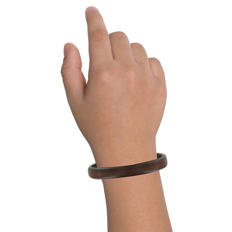 Bracelet Enfant Cuir Marron Foncé Large Fermoir Acier Inoxydable