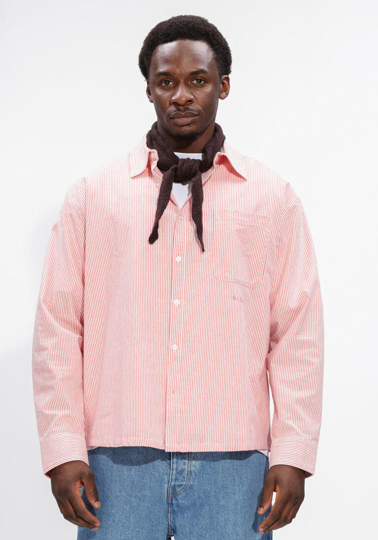 oranje olaf hussein casual overhemd oversized stripe oxford shirt