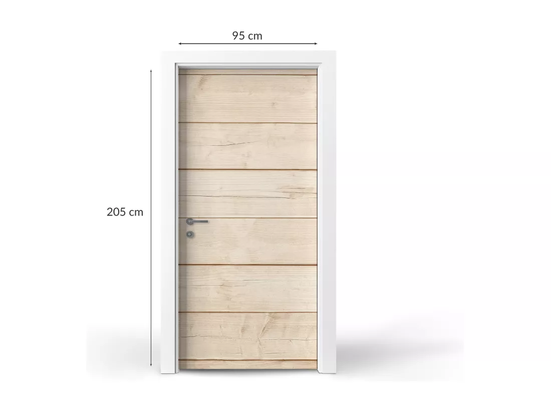 Papier peint photo pour portes intérieures - Planches de bois clair 95x205 cm