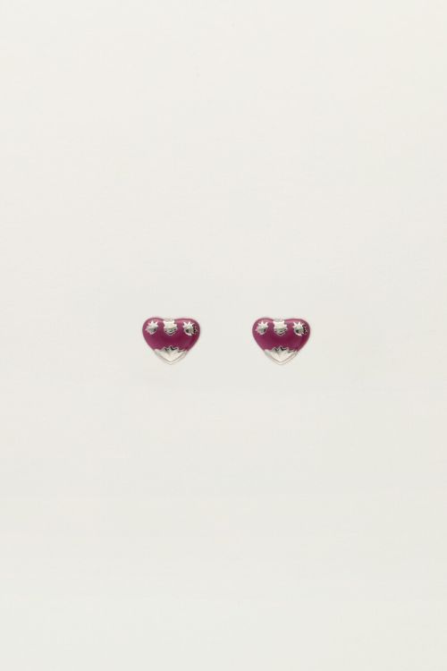 Studs paars mini hart