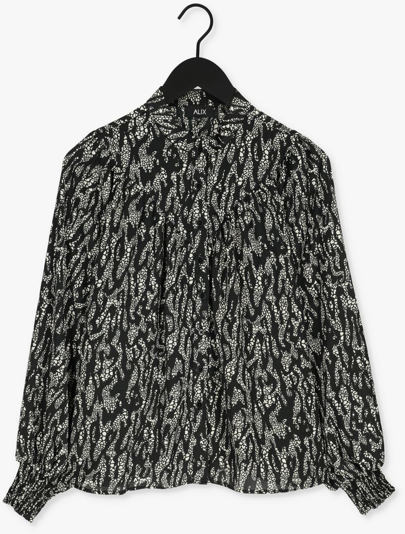 ALIX THE LABEL zwarte alix the label blouse ladies woven animal turtle neck top