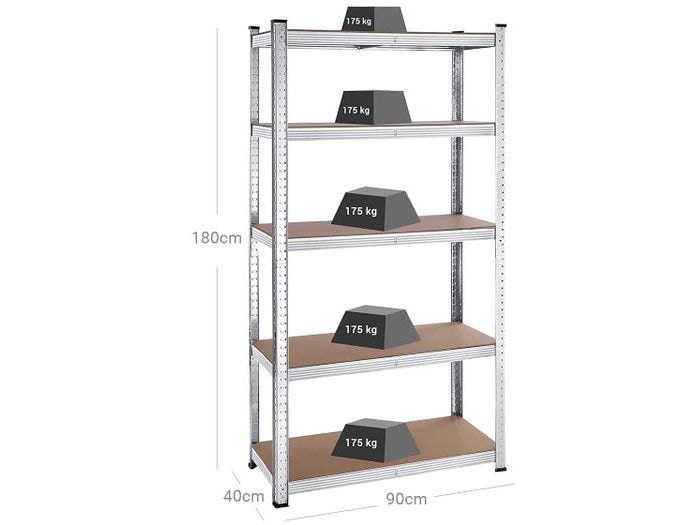 Songmics Regal 2 Stück, Silber Lagerregal