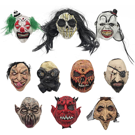 Halloween latex maske - flere varianter - assorteret