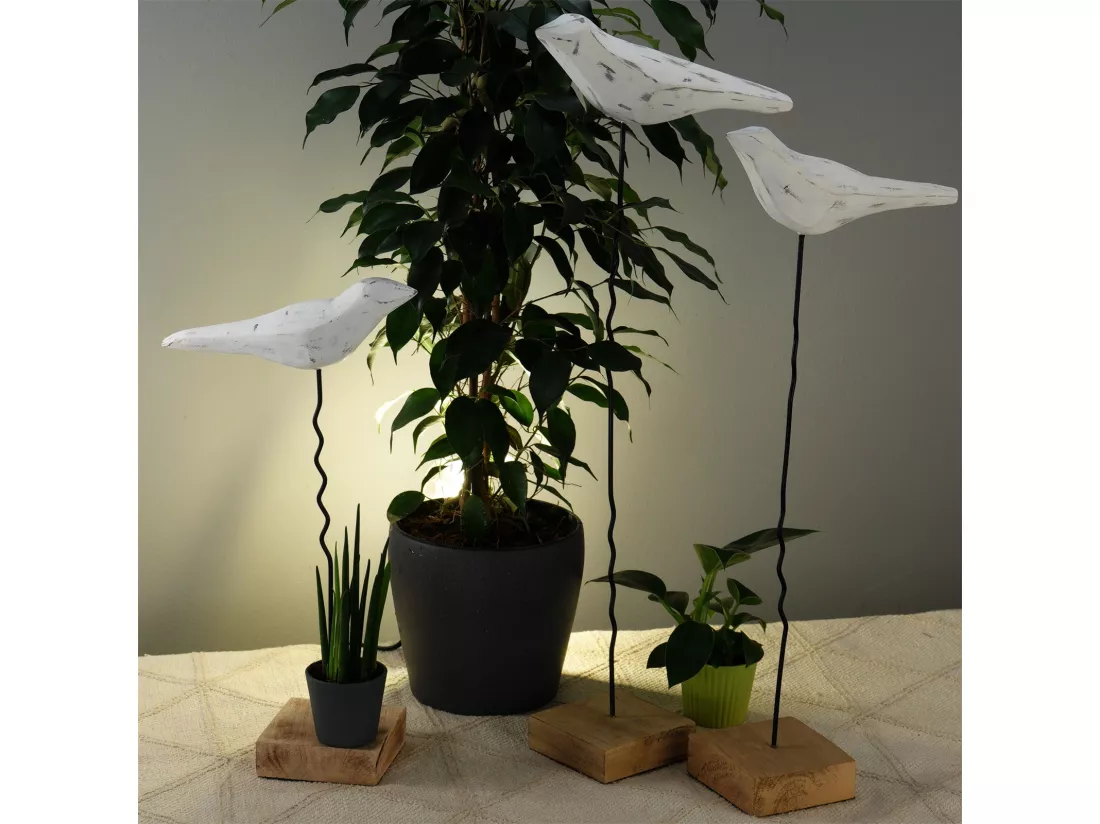 SCULPTURE VOGEL Kikki 42 Socle en bois de mangue blanc-nature