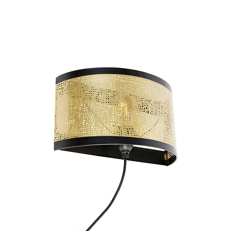 Vintage wandlamp, zwart met messing, 30x17 cm - Kayleigh