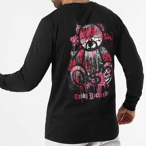 Tee Shirt Manches Longues Art Series Dripping Pink Noir